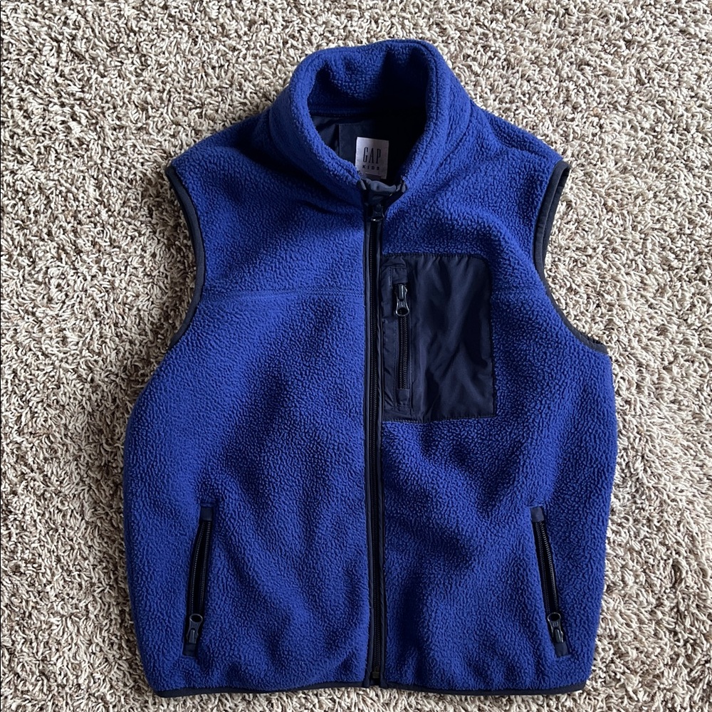 Blue Fleece Vest with Black Accents